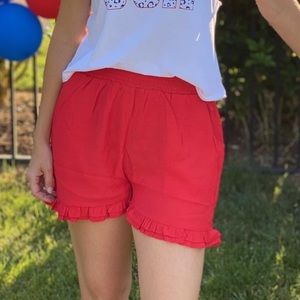 Boutique Red Ruffle Shorts